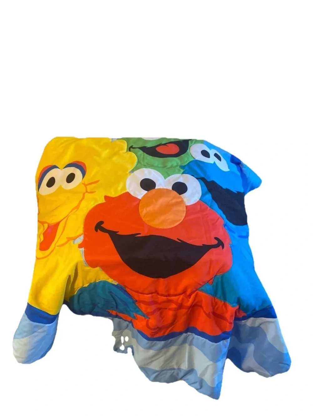 Sesame Street Elmo Cookie Monster Big Bird Oscar Blue Striped Comforter 42x57